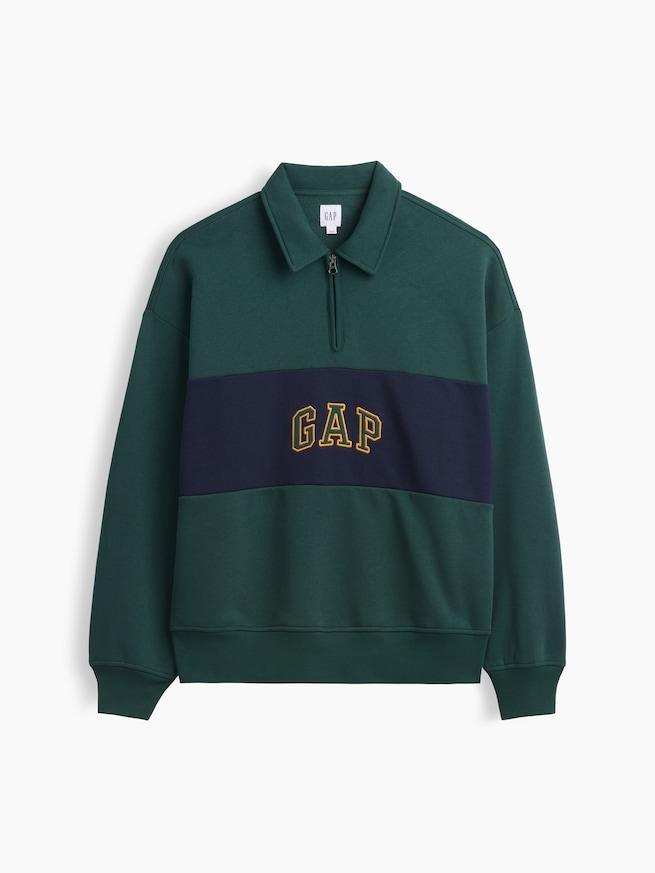 オーバーサイズ GAPロゴ 1/4ジップアップ スウェットシャツ-3