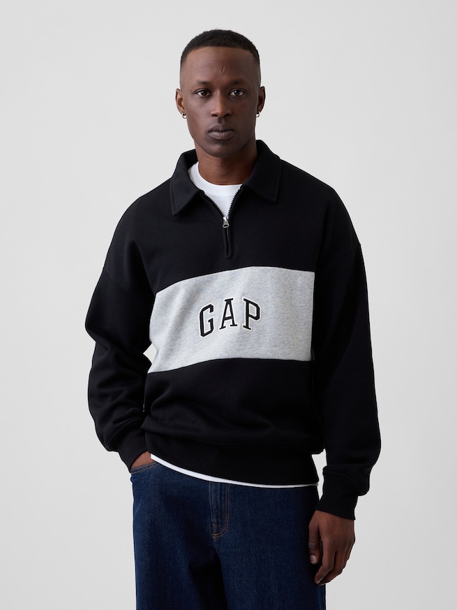 オーバーサイズ GAPロゴ 1/4ジップアップ スウェットシャツ-0