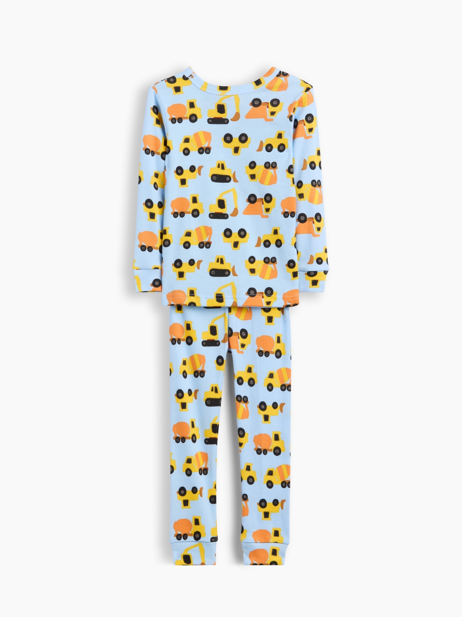 Pyjama en coton biologique brossé à motif de camions construction pour Bébé et Tout-petit