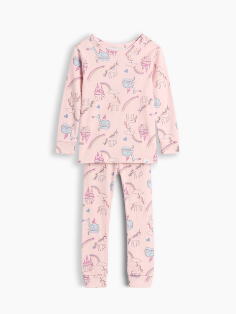 PYJAMA EN COTON BIOLOGIQUE BROSSÉ À MOTIF DE LICORNES POUR BÉBÉ ET TOUT-PETIT
