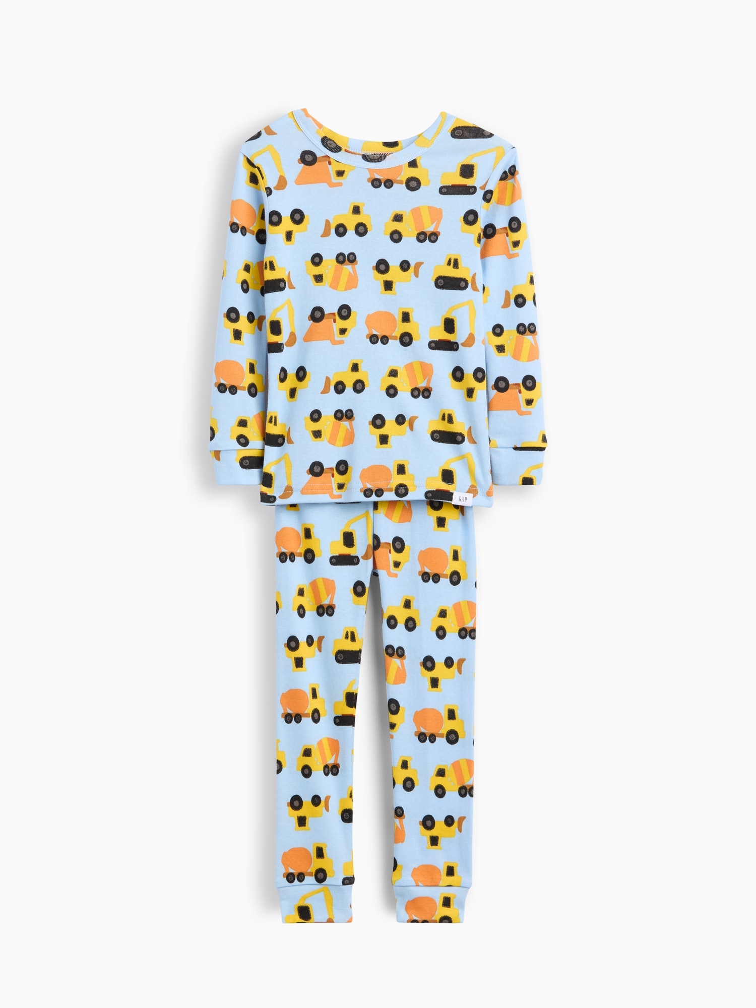 Pyjama en coton biologique brossé à motif de camions construction pour Bébé et Tout-petit
