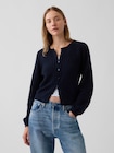 CashSoft カシミヤタッチ ミックスステッチ クロップド ニットカーディガン-0
