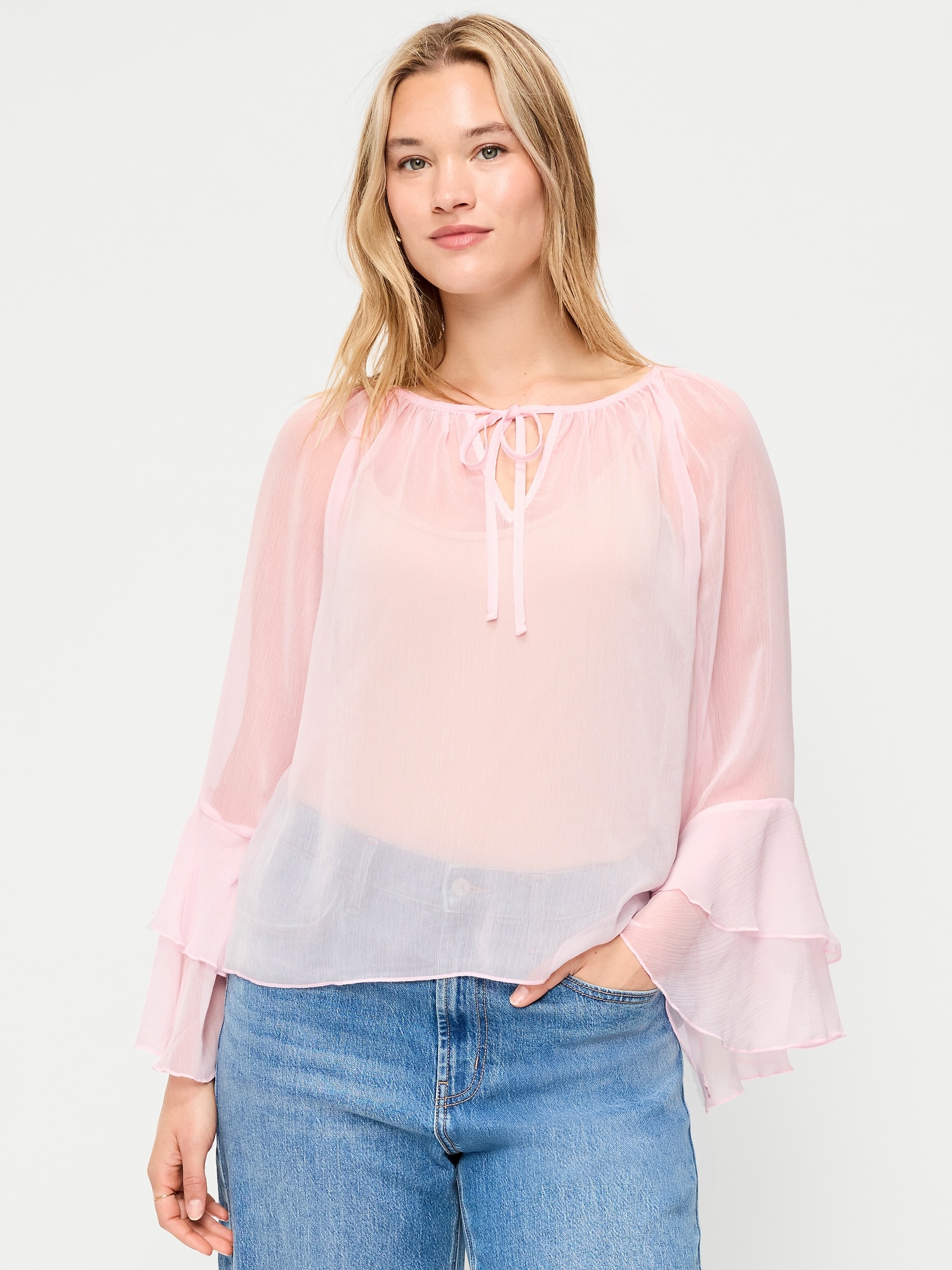 Bell-Sleeve Ruffle Top