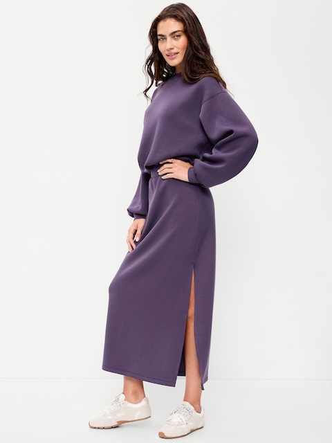 High-Waisted Bounce Fleece Maxi Skirt