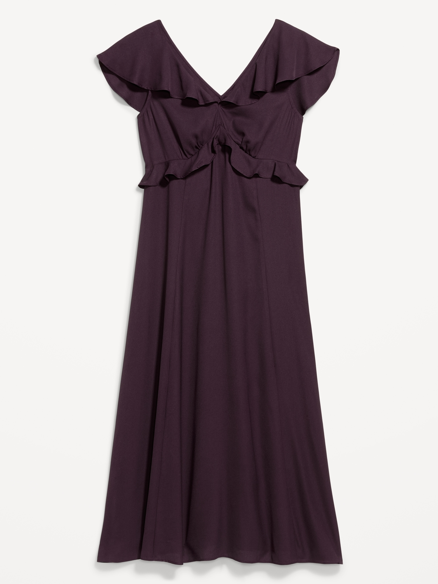 Flutter-Sleeve Crepe Maxi Dress