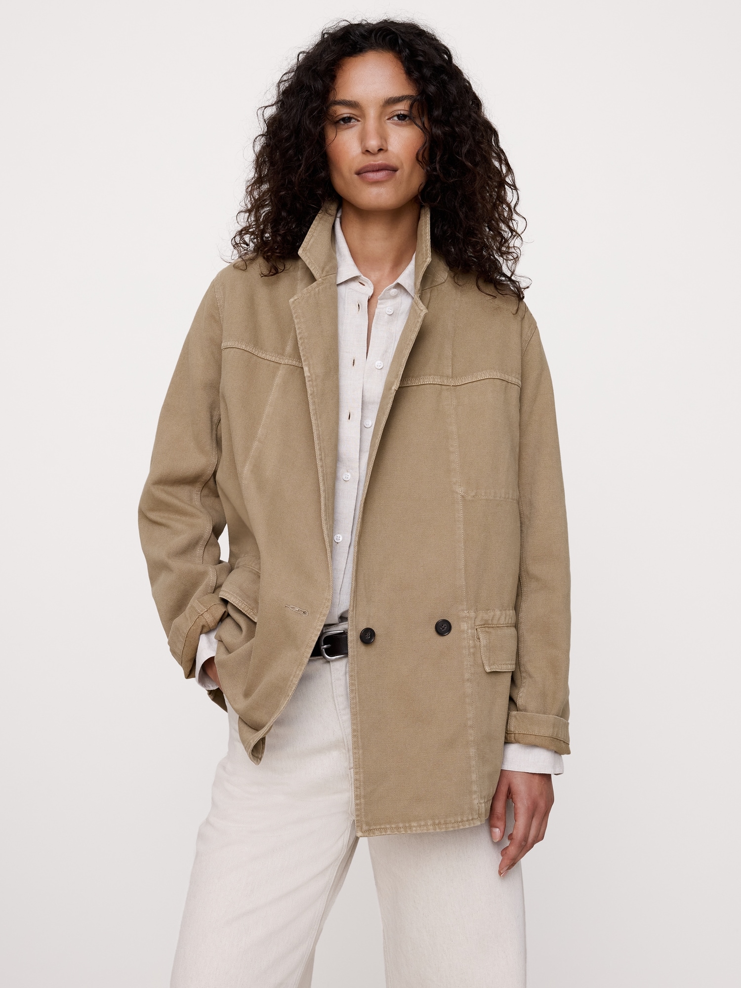 コットン リネン ユーティリティ ブレザー-0