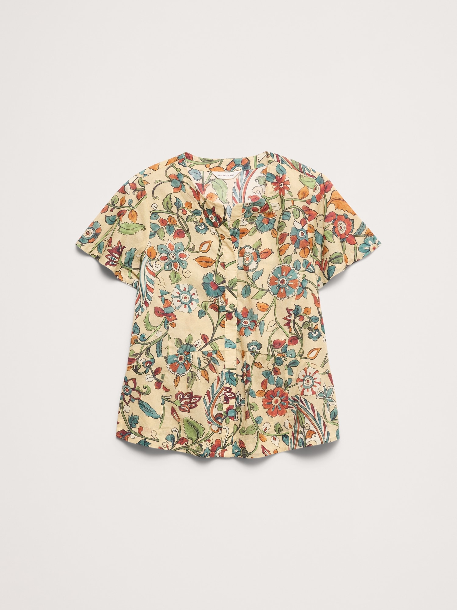 Lightweight Cotton Flutter-Sleeve Top