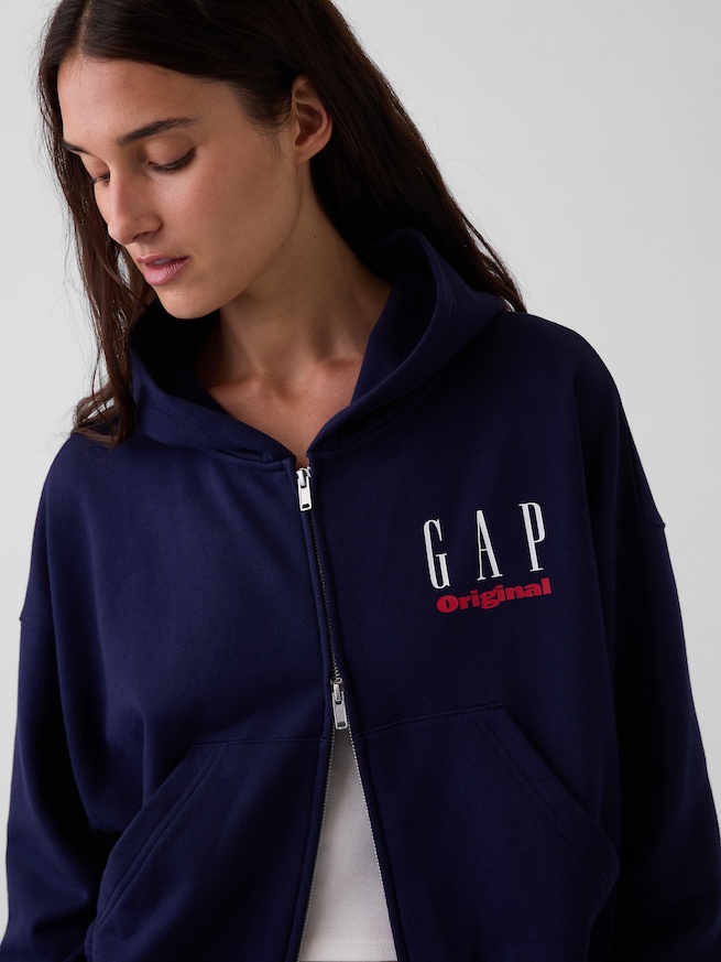 ヘビーウェイト フレンチテリー オーバーサイズ GAPロゴ ジップアップパーカー-3
