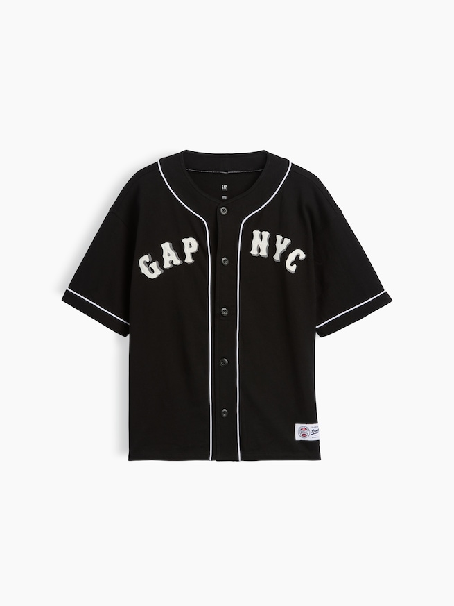 デニム GAP NYCロゴ ベースボールジャージー (キッズ)-0