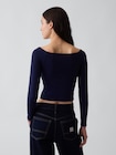 クロースニット ジャージー GAPロゴ オフショルダー クロップドTシャツ-2