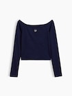 クロースニット ジャージー GAPロゴ オフショルダー クロップドTシャツ-4