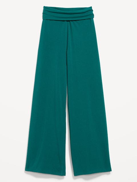 High-Waisted PowerChill Fold-Over Wide-Leg Pants
