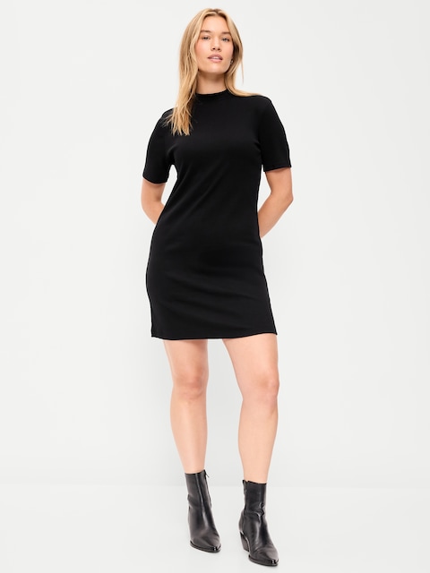 Snug Mock-Neck Bodycon Mini Dress