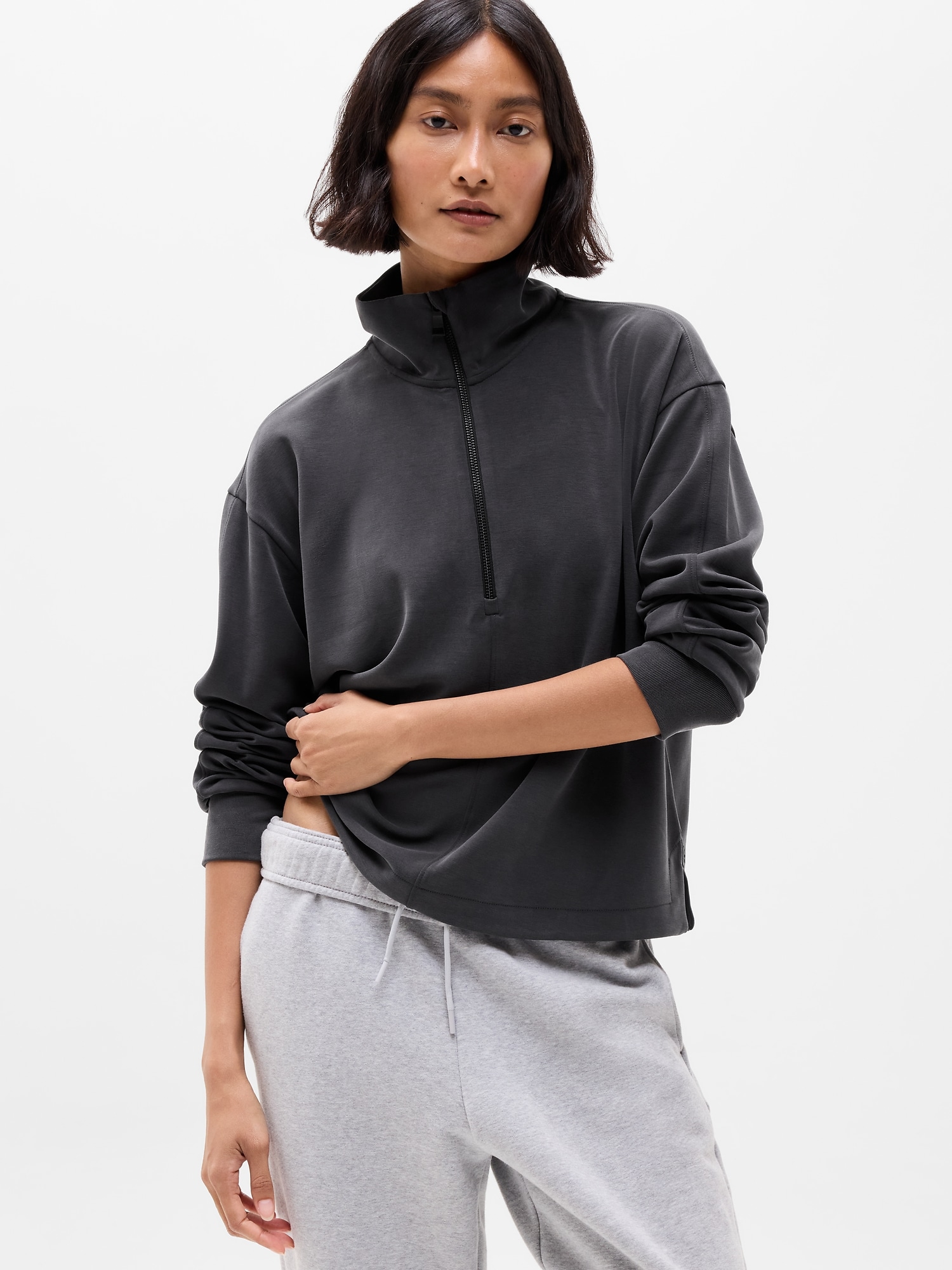 ATHLETA 長袖ハーフジップ M 黒 Zip Up Long Sleeve Shirts | Athleta