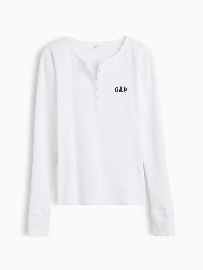 リブ GAPロゴ ヘンリーネックTシャツ-4