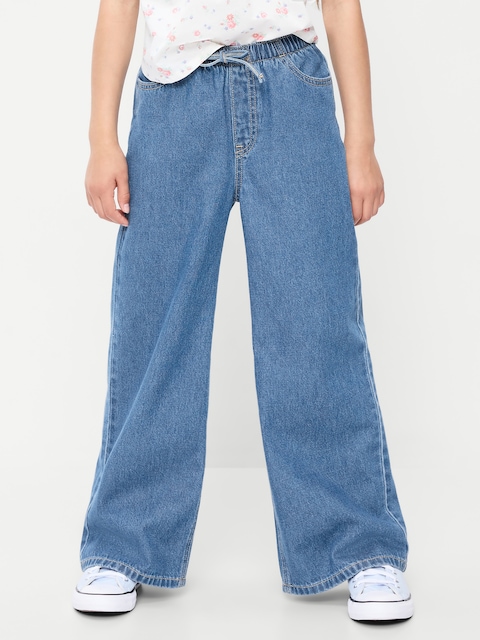 JEAN EN DENIM COUPE TRÈS GÉNÉREUSE À JAMBE LARGE À TAILLE EXTENSIBLE POUR FILLE
