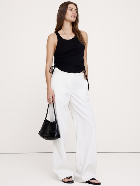 CAMISOLE LÉGÈRE EN COTON FRONCÉ À CORDON DE SERRAGE