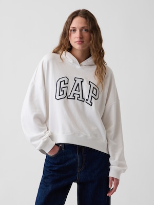 リラックスフィット クロップド GAPロゴ フレンチテリーパーカー