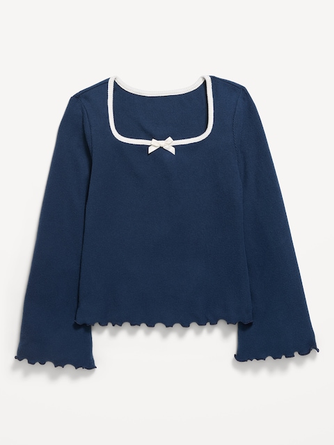 CozePlush Waffle Knit Square-Neck Top for Girls