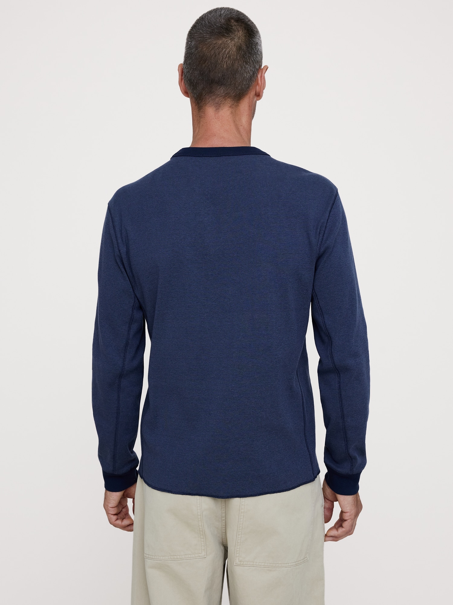 リブ コットン ロングスリーブ Tシャツ-1