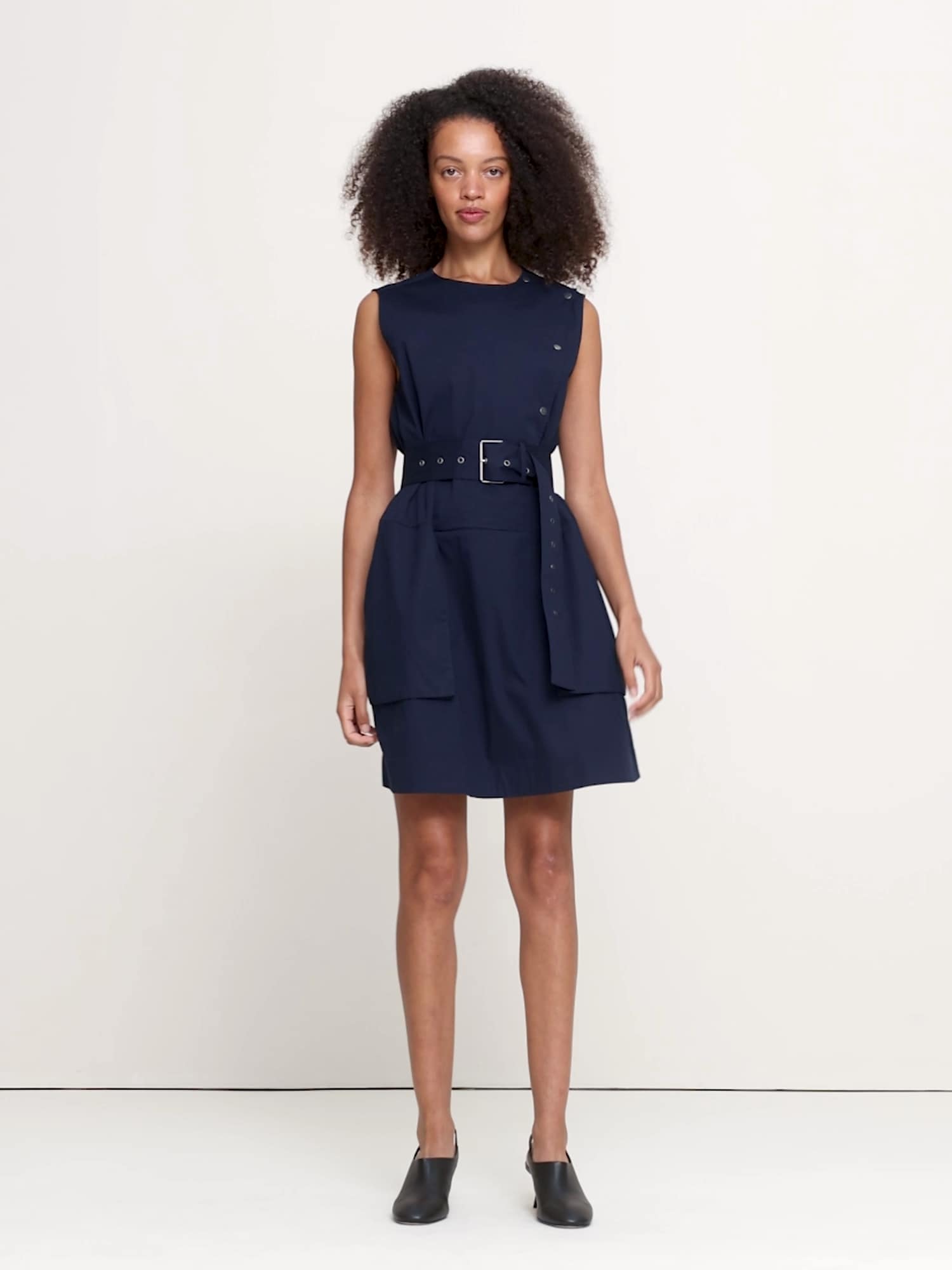 Stretch-Cotton Utility Mini Dress