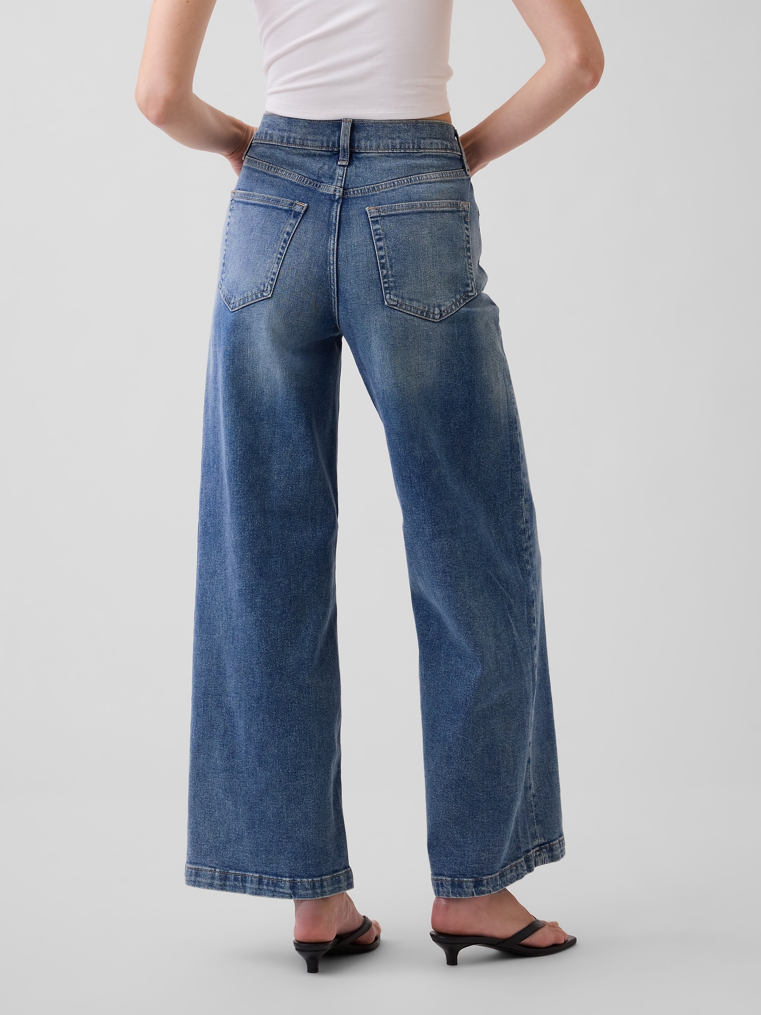 High Rise Stride Wide-Leg Ankle Jeans
