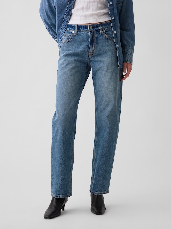 ミッドライズ ストレート テーパードデニム-1