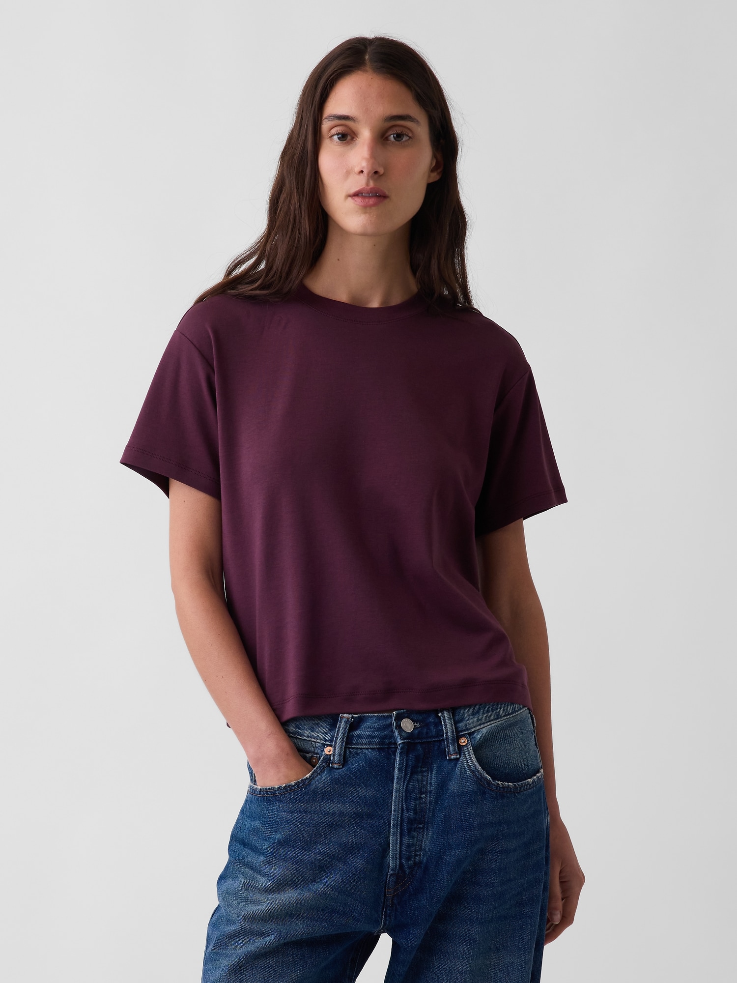Gap Supima® Cotton Relaxed T-shirt In Purple Bordeaux