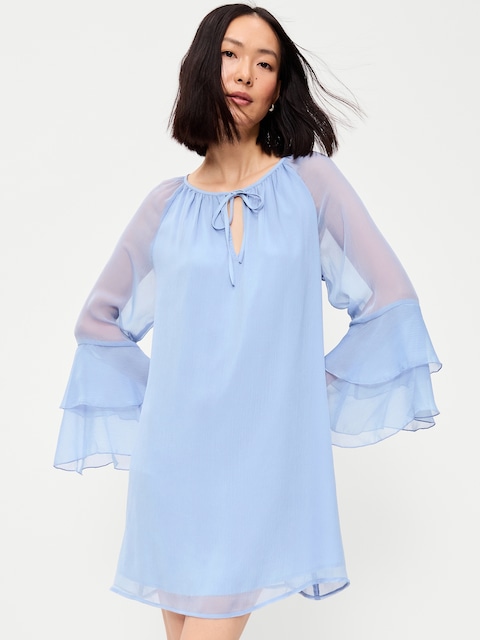 ROBE COURTE BOHÈME À MANCHES CLOCHE