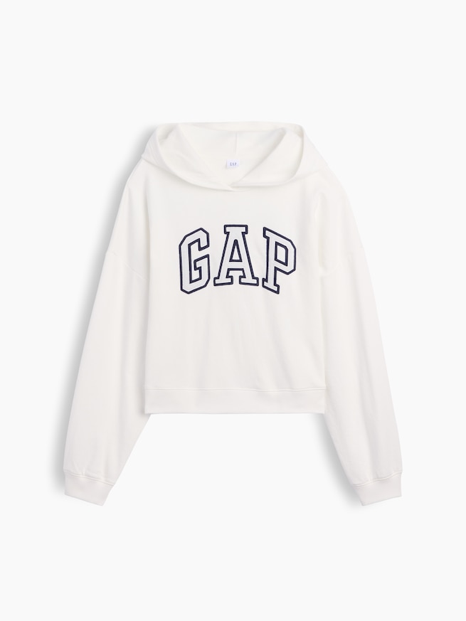 リラックスフィット クロップド GAPロゴ フレンチテリーパーカー-4