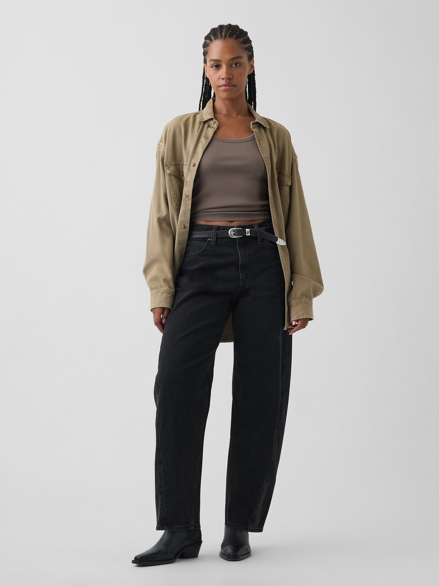 Curvy High Rise Barrel Jeans