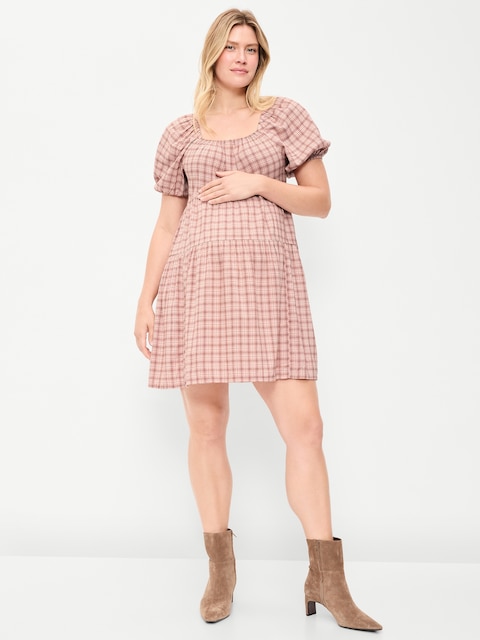 Maternity Short-Sleeve Swing Mini Dress