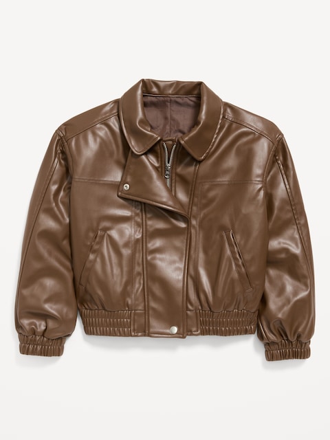 BLOUSON D'AVIATEUR SURDIMENSIONNÉ HYDRORÉSISTANT EN SIMILICUIR POUR FILLE