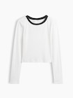 リブ クロップド リンガーTシャツ (キッズ)-1