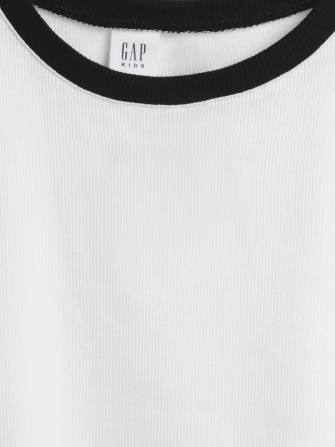 リブ クロップド リンガーTシャツ (キッズ)-3