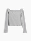 クロースニット ジャージー GAPロゴ オフショルダー クロップドTシャツ-4