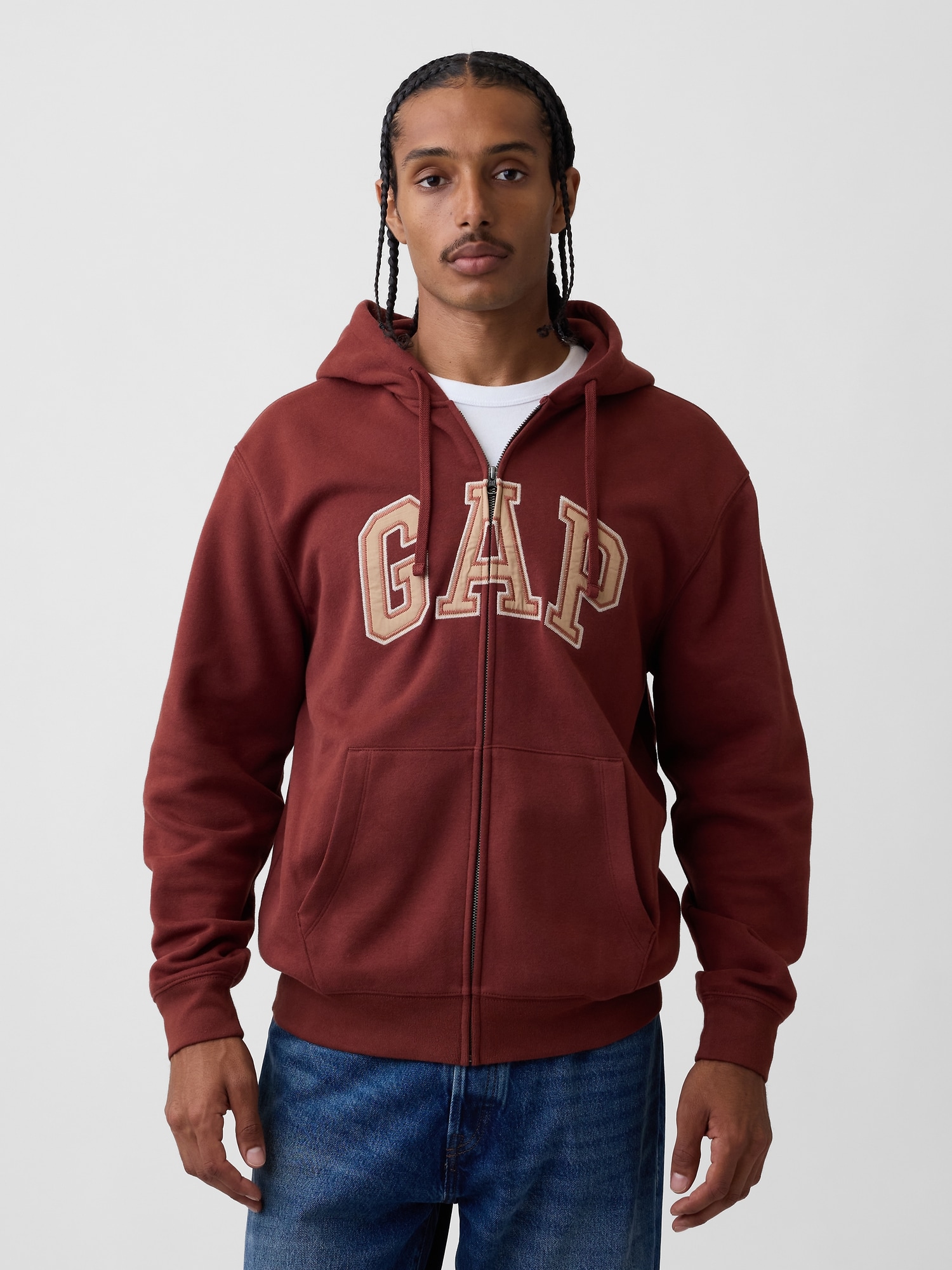 Gap Adult Vintagesoft Arch Logo Zip Hoodie In Burnt Russet Brown