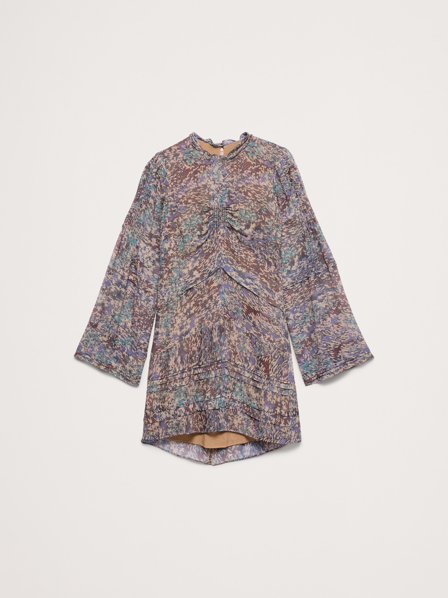 Georgette Ruffle-Neck Mini Dress