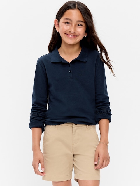 POLO D'UNIFORME EN PIQUÉ À MANCHES LONGUES POUR FILLE