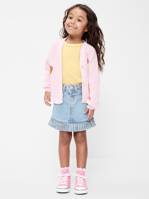JUPE À TAILLE HAUTE EN DENIM À OURLET EFFILOCHÉ POUR TOUTE-PETITE