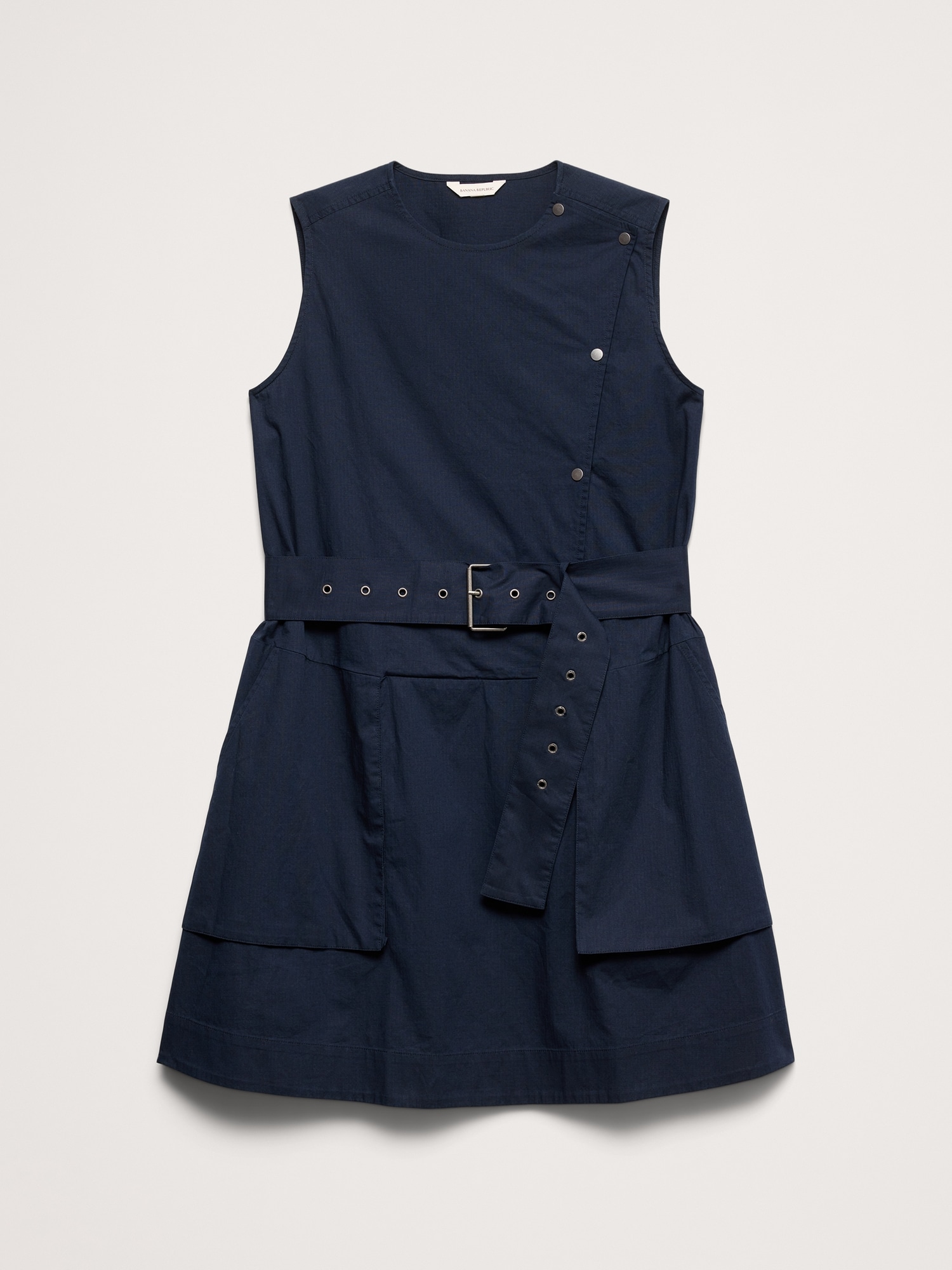 Stretch-Cotton Utility Mini Dress