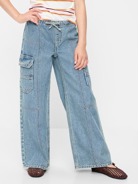CARGO COUPE TRÈS GÉNÉREUSE À JAMBE LARGE À TAILLE BASSE EXTENSIBLE POUR FILLE