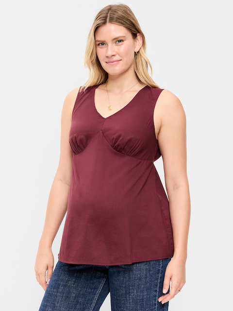 Maternity Sleeveless V-Neck Tie-Back Top