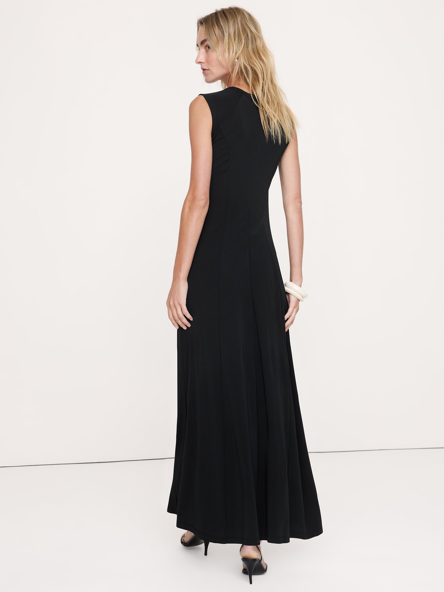 Matte Jersey Paneled Maxi Dress
