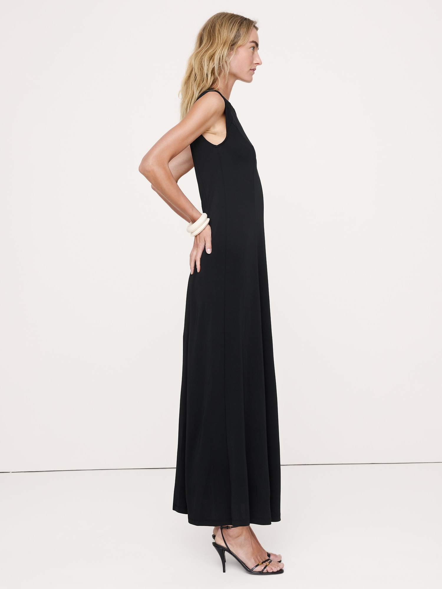 Matte Jersey Paneled Maxi Dress