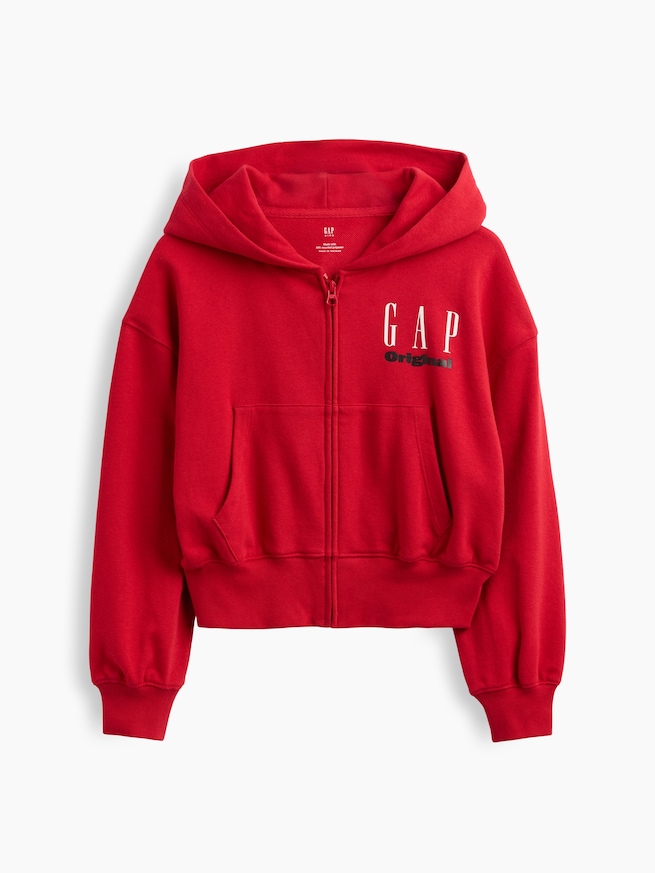 ヴィンテージソフト フレンチテリー オーバーサイズ GAPロゴジップアップパーカー (キッズ)-1