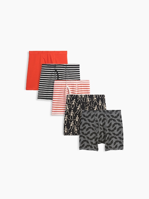 Kids Organic Stretch Cotton Halloween Boxer Briefs (5-Pack)