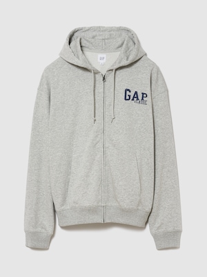 リラックスフィット GAPロゴ フレンチテリー ジップアップパーカー
