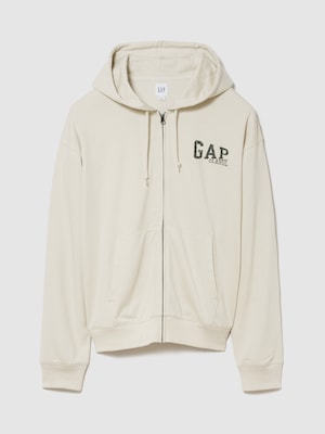 リラックスフィット GAPロゴ フレンチテリー ジップアップパーカー