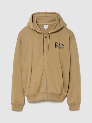 リラックスフィット GAPロゴ フレンチテリー ジップアップパーカー
